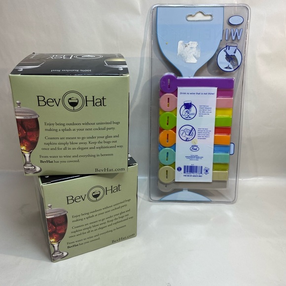 4 BEV HATS 12 WINELINES ID TAGS FOR STEMWARE - Picture 2 of 5